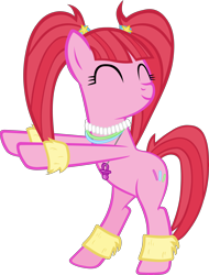 Size: 4490x5904 | Tagged: safe, artist:ironm17, pacific glow, earth pony, pony, bipedal, cute, dancing, eyes closed, female, glowbetes, mare, pigtails, simple background, solo, transparent background, vector