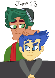 Size: 1280x1823 | Tagged: safe, artist:horroraceman93, flash sentry, timber spruce, equestria girls, g4, duo, gay, male, pride month, ship:timberflash, shipping
