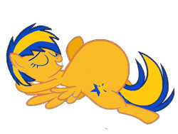 Size: 800x600 | Tagged: safe, artist:mlpfan3991, oc, oc only, oc:flare spark, pegasus, pony, g4, eyes closed, fat, female, grin, lying down, mare, pegasus oc, simple background, smiling, stuffed, stuffed belly, transparent background