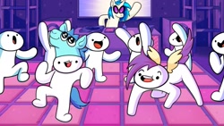 Size: 1914x1080 | Tagged: safe, artist:theodd1sout, dj pon-3, vinyl scratch, human, pony, unicorn, g4, acting like a pony, brony, brony stereotype, fan, female, mare, pony cameo, wat, youtube