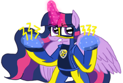 Size: 1428x963 | Tagged: safe, artist:徐詩珮, twilight sparkle, alicorn, pony, series:sprglitemplight diary, series:sprglitemplight life jacket days, series:springshadowdrops diary, series:springshadowdrops life jacket days, g4, alternate universe, angry, chase (paw patrol), clothes, female, mighty pups, paw patrol, simple background, transparent background, twilight sparkle (alicorn)