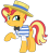 Size: 1024x1138 | Tagged: safe, artist:emeraldblast63, flam, flim, sunset shimmer, pony, unicorn, g4, clothes, clothes swap, female, flim flam brothers, horn, mare, sham, shim, shim sham sisters, simple background, solo, transparent background