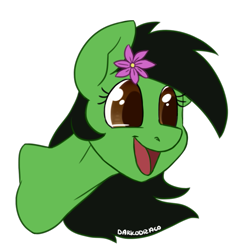 Size: 907x967 | Tagged: safe, artist:darkodraco, oc, oc only, oc:prickly pears, pony, bust, flower, flower in hair, simple background, smiling, solo, transparent background