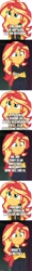 Size: 500x4138 | Tagged: safe, artist:cloudy glow, edit, edited screencap, screencap, sunset shimmer, equestria girls, g4, argentina, attack of the 50 ft. woman, comic, human sunset, metric system, screencap comic, self ponidox, spanish, translated in the description