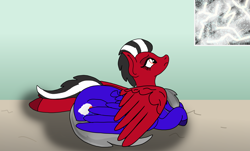 Size: 5030x3030 | Tagged: safe, artist:small-brooke1998, oc, pegasus, pony, comfort, crying, dropkick (transformers), duo, lightning, ponified, scared, shatter (transformers), transformers, window, wing blanket