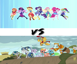 Size: 1200x1000 | Tagged: safe, edit, edited screencap, screencap, applejack, flash magnus, fluttershy, meadowbrook, mistmane, pinkie pie, rainbow dash, rarity, rockhoof, sci-twi, somnambula, star swirl the bearded, stygian, sunset shimmer, twilight sparkle, equestria girls, equestria girls specials, g4, my little pony equestria girls: better together, my little pony equestria girls: rollercoaster of friendship, shadow play, humane five, humane seven, humane six, pillars of equestria, ponied up, super ponied up, this will end in pain, versus, vs, wrong aspect ratio