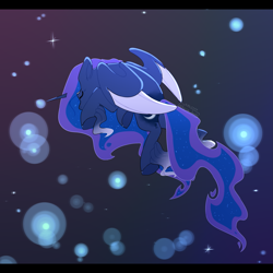 Size: 2049x2049 | Tagged: safe, artist:wolfythewolf555, princess luna, alicorn, pony, g4, digital art, ethereal fetlocks, eyes closed, female, high res, leg fluff, mare, solo, two toned wings, wings