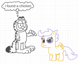 Size: 656x544 | Tagged: safe, artist:gerfiles, scootaloo, g4, crossover, garfield, male, scootachicken