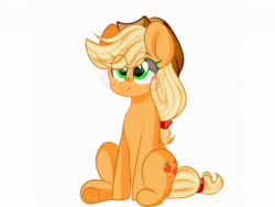 Size: 600x450 | Tagged: safe, artist:thieftea, applejack, earth pony, pony, g4, animated, behaving like a dog, cute, eye clipping through hair, female, jackabetes, mare, simple background, sitting, solo, tail wag, white background