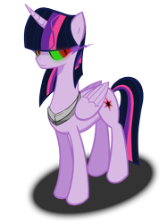Size: 1158x1552 | Tagged: safe, artist:ninjababy2099, twilight sparkle, alicorn, pony, g4, corrupted, corrupted twilight sparkle, dark magic, darklight, female, magic, peytral, queen twilight, shadow, simple background, solo, sombra eyes, transparent background, twilight sparkle (alicorn)