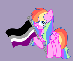 Size: 2740x2313 | Tagged: safe, artist:circuspaparazzi5678, oc, oc only, oc:rainbow splash, pegasus, pony, asexual, asexual pride flag, base used, blue eyes, female, high res, mare, multicolored hair, pride, pride flag, pride month, rainbow hair, solo
