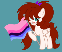 Size: 2740x2313 | Tagged: safe, artist:circuspaparazzi5678, oc, oc only, oc:circus harmony, pegasus, pony, base used, clown, crossover, crossover ship offspring, five nights at freddy's, five nights at freddy's: sister location, high res, magical lesbian spawn, offspring, omnisexual, omnisexual pride flag, parent:circus baby, parent:oc:breanna, parents:canon x oc, pride flag, pride month, solo