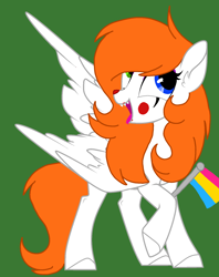 Size: 1362x1719 | Tagged: safe, artist:circuspaparazzi5678, oc, oc only, oc:stephanie the clown, pegasus, pony, base used, blue and green eyes, clown makeup, forked tongue, pansexual, pansexual pride flag, pride, pride flag, pride month, solo
