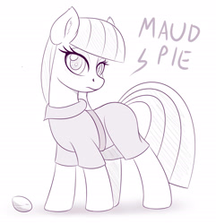Size: 1400x1450 | Tagged: safe, artist:ziemniax, boulder (g4), maud pie, earth pony, pony, g4, clothes, cute, dress, female, mare, maudabetes, monochrome, simple background, sketch, solo, white background