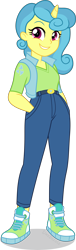 Size: 1367x4500 | Tagged: safe, artist:limedazzle, lemon hearts, equestria girls, g4, clothes, equestria girls-ified, female, horn, pants, shirt, show accurate, simple background, solo, transparent background, vest