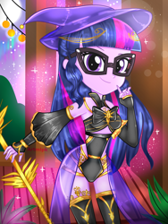 Size: 1800x2400 | Tagged: safe, artist:artmlpk, sci-twi, twilight sparkle, equestria girls, g4, adorable face, adorasexy, adorkable, alternate hairstyle, beautiful, boots, bow, clothes, costume, cute, design, digital art, dork, female, glasses, gold, hat, hips, looking at you, mage, magic, magic aura, meganekko, moon, night, outfit, sexy, shoes, smiling, smiling at you, smirk, socks, solo, stars, thigh boots, thigh highs, thighs, twiabetes, wand, wizard, wizard hat