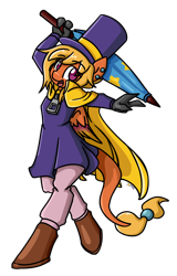 Size: 2064x3224 | Tagged: safe, artist:spheedc, oc, oc only, oc:princess corona lionheart iv, anthro, a hat in time, cape, clothes, commission, digital art, hat, high res, simple background, solo, top hat, transparent background, umbrella, zipper