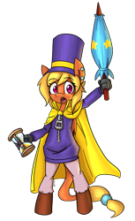 Size: 2130x3480 | Tagged: safe, artist:spheedc, oc, oc only, oc:princess corona lionheart iv, semi-anthro, a hat in time, cape, clothes, commission, digital art, hat, high res, hourglass, simple background, solo, top hat, transparent background, umbrella, zipper