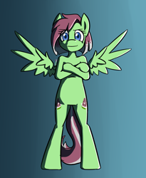 Size: 1506x1834 | Tagged: safe, artist:spheedc, oc, oc only, oc:watermelon success, pegasus, semi-anthro, arm hooves, bipedal, commission, crossed arms, digital art, female, gradient background, mare, solo, wings