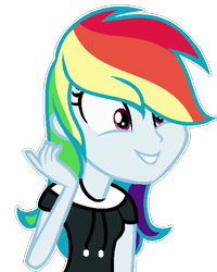 Size: 476x595 | Tagged: safe, artist:mint-light, rainbow dash, equestria girls, g4, bust, clothes, female, grin, hair over one eye, simple background, smiling, transparent background