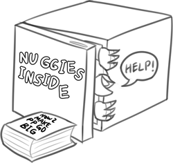 Size: 833x785 | Tagged: safe, artist:mkogwheel, gallus, griffon, g4, /mlp/ con, ambiguous gender, book, gallabuse, implied small penis, monochrome, refrigerator, sketches from a hat, solo, speech bubble, trapped