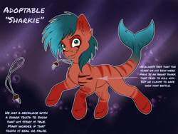 Size: 1600x1200 | Tagged: safe, artist:zobaloba, oc, original species, pony, shark, shark pony, adoptable, adoptable open, auction, auction open