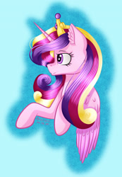 Size: 2001x2884 | Tagged: safe, artist:brilliant-luna, princess cadance, alicorn, pony, g4, cheek fluff, crown, ear fluff, female, high res, jewelry, regalia, solo, two toned wings, wings