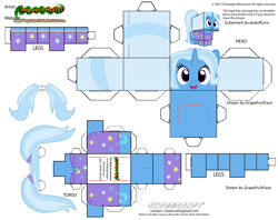 Size: 2979x2354 | Tagged: safe, artist:grapefruitface1, gameloft, part of a set, trixie, pony, unicorn, g4, alternate hairstyle, babysitter trixie, clothes, craft, cubeecraft, female, high res, hoodie, papercraft, printable, template