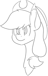 Size: 1711x2732 | Tagged: safe, artist:skylarpalette, applejack, earth pony, pony, g4, big ears, bust, female, fluffy, hair tie, hat, looking forward, mare, simple background, sketch, solo, transparent background