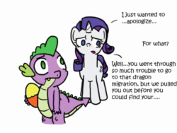 Size: 1440x1080 | Tagged: safe, artist:blackcat, artist:cacolemon, artist:mettauro, rarity, spike, twilight sparkle, dragon quest, g4, aivo, animated, comic, family, feels, good end, hilarious in hindsight, mama twilight, misspelling, monochrome, pppv, sound, webm