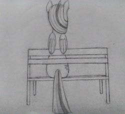 Size: 3235x2950 | Tagged: safe, artist:sujeito estranho, twilight sparkle, alicorn, pony, g4, bench, female, high res, sitting, solo, traditional art, twilight sparkle (alicorn)