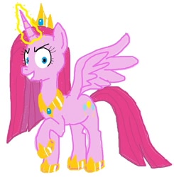 Size: 718x734 | Tagged: safe, pinkie pie, alicorn, pony, g4, alicornified, ms paint, pinkamena diane pie, princess pinkamena, race swap, we're doomed, xk-class end-of-the-world scenario