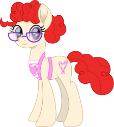Size: 1344x1500 | Tagged: safe, artist:cloudy glow, twist, earth pony, pony, cloudyglowverse, g4, alternate design, alternate universe, apron, clothes, cloudyglow is trying to murder us, cute, female, glasses, looking at you, mare, movie accurate, older, older twist, simple background, solo, transparent background, twistabetes