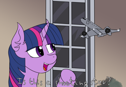 Size: 1800x1250 | Tagged: safe, artist:ngnir, twilight sparkle, pony, g4, airplanes (song), atg 2020, is this a pigeon, meme, newbie artist training grounds, plane