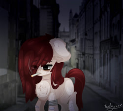 Size: 2000x1800 | Tagged: safe, artist:kindny-chan, oc, oc only, pony, cigarette, female, floppy ears, mare, solo