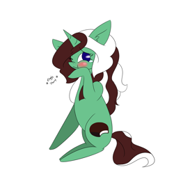 Size: 1000x1000 | Tagged: safe, artist:kaggy009, oc, oc only, oc:peppermint pattie (unicorn), pony, unicorn, ask peppermint pattie, blushing, female, mare, simple background, solo, white background