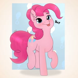 Size: 680x680 | Tagged: safe, artist:suchalmy, pinkie pie, earth pony, pony, g4, :p, blushing, digital art, fanart, female, mare, tongue out