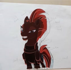 Size: 750x742 | Tagged: safe, artist:yellow_fr3ak, tempest shadow, pony, unicorn, g4, my little pony: the movie, animation cel, broken horn, female, horn, mare, open up your eyes, singing, solo