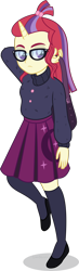 Size: 1318x4500 | Tagged: safe, artist:limedazzle, moondancer, equestria girls, g4, book, clothes, equestria girls-ified, female, glasses, horn, show accurate, simple background, socks, solo, sweater, transparent background