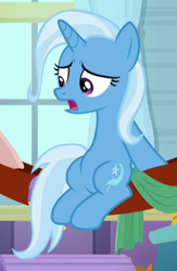Size: 294x451 | Tagged: safe, screencap, trixie, pony, a horse shoe-in, g4, cropped, female, sitting up, solo
