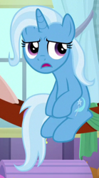 Size: 251x453 | Tagged: safe, screencap, trixie, pony, a horse shoe-in, g4, cropped, female, sitting up, solo