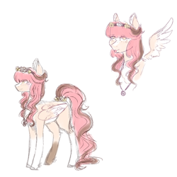 Size: 1000x1000 | Tagged: safe, artist:angelic-shield, oc, oc only, oc:sakura, pegasus, pony, :p, colored sketch, female, mare, pegasus oc, simple background, smiling, solo, tongue out, wings