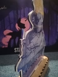Size: 1024x1366 | Tagged: safe, artist:themisto97, princess luna, alicorn, pony, g4, acrylic plastic, book, candle, charity auction, craft, engraving, female, lasercut, lunafest, mare, photo, reading, sitting, solo