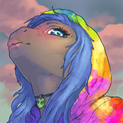 Size: 1240x1240 | Tagged: safe, artist:oops, oc, oc only, oc:rhealien, earth pony, pony, bust, clothes, digital art, hoodie, jewelry, makeup, messy mane, necklace, portrait, solo
