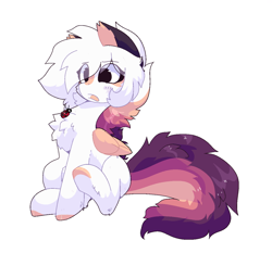 Size: 1300x1212 | Tagged: safe, artist:php146, oc, oc:ayaka, insect, ladybug, pegasus, pony, chest fluff, ear fluff, eye clipping through hair, simple background, sitting, white background