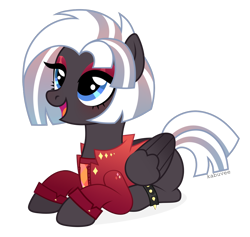 Size: 1024x971 | Tagged: safe, artist:kabuvee, oc, oc only, pegasus, pony, clothes, female, mare, prone, simple background, solo, transparent background