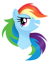 Size: 1024x1359 | Tagged: safe, artist:kabuvee, rainbow dash, pony, g4, bust, female, grin, mare, portrait, simple background, smiling, solo, transparent background
