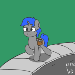 Size: 800x800 | Tagged: safe, artist:vohd, oc, oc only, unnamed oc, pony, unicorn, animated, frame by frame, magazine, magic, magic aura, mailbag, male, newspaper, perfect loop, road, smiling, solo, stallion, telekinesis, trotting