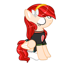 Size: 1200x1040 | Tagged: safe, artist:mint-light, oc, oc only, pegasus, pony, bow, clothes, eyes closed, hair bow, headband, pegasus oc, simple background, socks, solo, transparent background, wings
