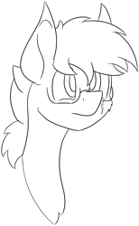 Size: 1495x2420 | Tagged: safe, artist:skylarpalette, oc, oc only, oc:tainted metal, pegasus, pony, big ears, bust, fluffy, glasses, male, messy mane, pegasus oc, scar, simple background, sketch, solo, stallion, transparent background, wings